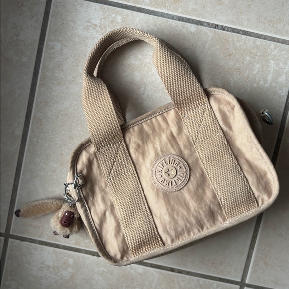 Kipling Tan Shoulder Bag with Monkey Keychain - Picture 5 of 11